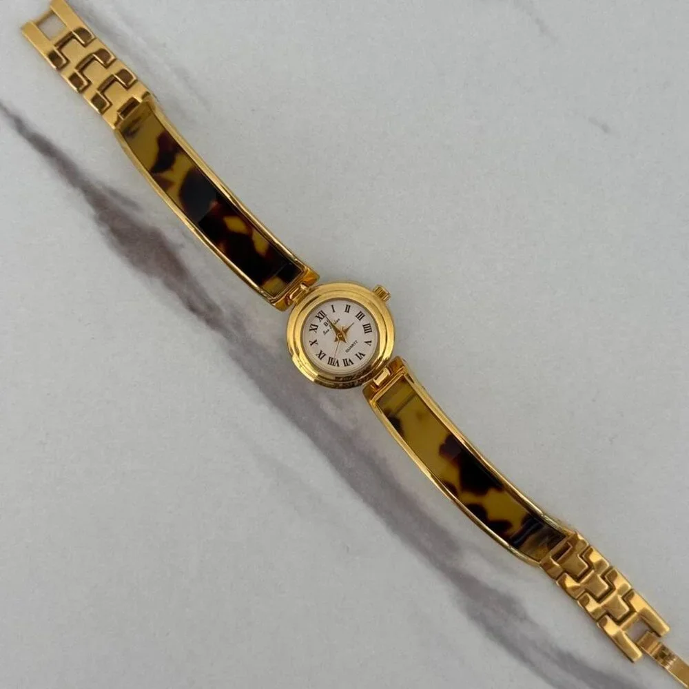 Sku0270 Retro Gold Brown Gemstones Women Watch Bracelet Stainless steel+gift bag